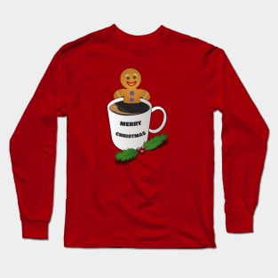 gingerbread man taking a warm coffee bath Long Sleeve T-Shirt